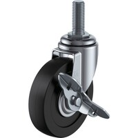 ユーエイキャスター ユーエイ ねじ込み式 自在 キャスター ゴム 車輪径65mm ストッパー付き Eタイプ ETS型 ネジ寸法M12×35ピッチ1.75