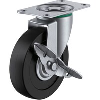 ユーエイキャスター ユーエイ プレート式 自在 ステンレスキャスター ゴム 車輪径50mm ストッパー付き Eタイプ SUSES型 取付寸法56×28