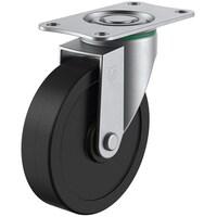 ユーエイキャスター ユーエイ プレート式 自在 ステンレスキャスター ゴム 車輪径75mm  Eタイプ SUSE型 取付寸法56×28