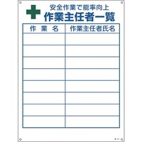 日本緑十字社 緑十字 作業主任者職務標識 作業主任者一覧 職511 600×450mm エンビ