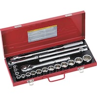 ミトロイ(水戸工機) ミトロイ 1/2 ソケットレンチセットメタルケースセットmm 15コマ21点