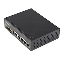 スターテック イーサネットスイッチ/産業用/30W PoE+給電/4ポートRJ45 + 2ポートSFPスロット/ギガビット対応/DINレール・壁面取付け可能/40ー+75度/ネットワークスイッチ