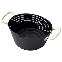 天ぷら鍋 楕円型 IH対応 鉄製 網付き×2