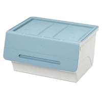 サンカ 収納ボックス 前開き フロックワイド30 深型 幅57×奥行46×高さ31cm 4段階ストッパー ブルー