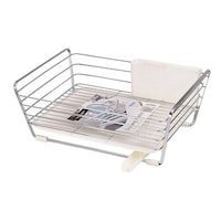 パール金属 水切りラック シンプルストレージ スリム水切りバスケット カトラリーポケット付き ホワイト