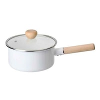 パール金属 片手鍋 18cm IH対応 ホーロー 蓋付き アミュレット ホワイト