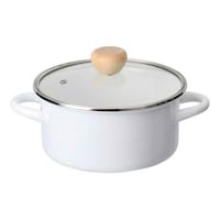 パール金属 両手鍋 18cm IH対応 ホーロー 蓋付き アミュレット ホワイト