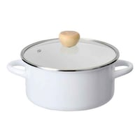 パール金属 両手鍋 20cm IH対応 ホーロー 蓋付き アミュレット ホワイト