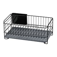 パール金属 水切りかご スリム 珪藻土プレート カトラリーポケット付き スキット ブラック