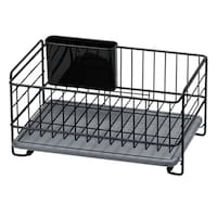 パール金属 水切りかご ミニ 珪藻土プレート カトラリーポケット付き スキット ブラック