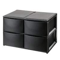 サンカ 収納ケース 引き出し 幅39×奥行26.5×高さ26.5cm ワイド 深ショート4段 ブラック