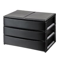 サンカ 収納ケース 引き出し 幅39×奥行26.5×高さ26.5cm ワイド 浅3段 ブラック