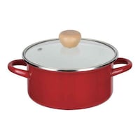 パール金属 両手鍋 18cm IH対応 ホーロー 蓋付き アミュレット レッド