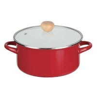 パール金属 両手鍋 22cm IH対応 ホーロー 蓋付き アミュレット レッド