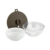 和平フレイズ ボウル 18cm 3点セット 蓋付き 耐熱ガラス 電子レンジ対応