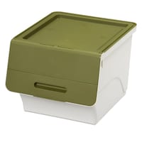サンカ 収納ボックス 前開き フロック30 深型 幅39×奥行46×高さ31cm 4段階ストッパー カーキ