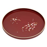 お盆 27cm 丸盆 溜 花さくら プラスチック