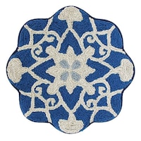 玄関マット 室内用 直径50cm ネイビー