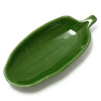 トモコーポレーション トレー 11.5cm バナナリーフ ストーンウェア グリーン