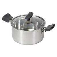 パール金属 両手鍋 18cm IH対応 チーノ ステンレス製 3層底 ガラス蓋付き