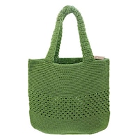 オカ 手提げ バッグ マルシェシリーズ トートバッグ 手編み 洗濯OK グリーン