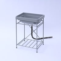 山善 山善 屋外での洗い物におすすめ 樹脂流し台&ホーススタンドセット 排水ホースの長さ120cm