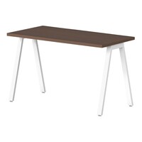 ニシキ工業 ラウンドテーブル BSYテーブル 幅1200×奥行600×高さ720mm 天板/ウォールナット、脚/ホワイト BSYH1260AWN 1台【メーカー直送/お客様組立】