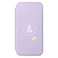 PGA iPhone13 Pro用 ガラスフリップケース トムとジェリー パープル