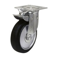 シシク 自在⇔固定切換キャスター ゴム車輪 150径 NJK150W NJK150W 1個