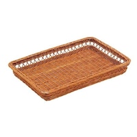 萬洋 籐製 浅型スカシパンカゴ 46号 16730B 茶 0349400 1個