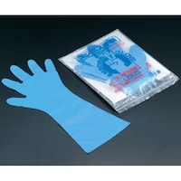 東京パック エンボス手袋 50 ロング ブルー(五本絞り)50枚入 L 45μ 0863400