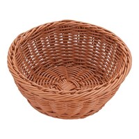 萬洋 樹脂バスケット 丸型 茶 91080B 1個