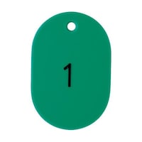 アズワン 番号入小判札 大 60X40 1―25 緑 1箱(25枚入) THFL0125GN