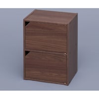 アイリスオーヤマ モジュールボックス 扉付タイプ ウォールナット MDB2D