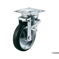 ユーエイキャスター プレート式 自在 キャスター ゴム 車輪径150mm ストッパー付き PMタイプ PMSLB型(E46)(R) PMS150WBLBRE46 PMS150WBLBRE46 1個