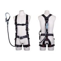 藤井電工 飛燕ハーネス 胴ベルト・シングルランヤード付 Gブレード(黒) ダークグレー LLサイズ 130KG対応型 TH506GB99OTDGLL 1本