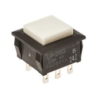 日本電産コパル電子 Copal Electronics 押しボタンスイッチ 50 mA @ 48 V ac/dc モーメンタリ パネルマウント LP2S26GWZ LP2S26GWZ 1個