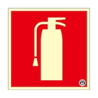 日本緑十字社 中輝度蓄光ステッカー標識 消火器マーク FR1006 150×150mm 厚み0.3mm PET 066026