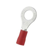 RS Pro 絶縁 丸形圧着端子 内径:6.4mm スタッド径:6.4mm 赤 22AWG to 16AWG +105°C 1袋(100個入) 1788655 1788655 1袋