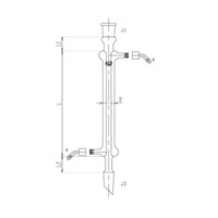 旭製作所 セミ・ミクロ リービッヒ冷却器 ウォーターコネクター仕様 19/22 150mm 3400150W3M 1個