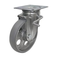 ユーエイキャスター プレート式 自在 キャスター アルティメットウレタン 車輪径150mm ストッパー付き PMタイプ PMSLB(R)型 PMS150AUULBR PMS150AUULBR 1個