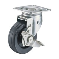 ハンマーキャスター Sシリーズオールステンレス 旋回式ゴム車輪 100mm ストッパー付 313SRU100 313SRU100 1個