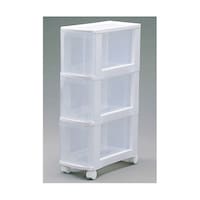 アイリスオーヤマ スリムチェスト ホワイト/ナチュラル 2個 3段