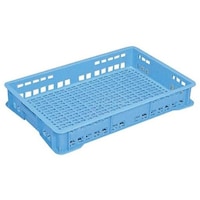 岐阜プラスチック工業 トレー、めんコンテナー ブルー 外寸(mm):703×464×110 内寸(mm):661×424×102 T30 B 1個
