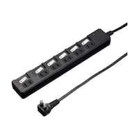 ヤザワ 雷ガード付6個口節電タップ0.3mブラック H8KS6603BK H8KS6603BK 1個