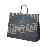 アズワン 福袋手提げ紙袋 ハッピーバッグ ネイビー 41.5×11×32cm 50枚入 3815133 3815133 1個