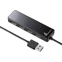 サンワサプライ HDD接続対応・面ファスナー付4ポートUSB2.0ハブ USBHTV410BKN2