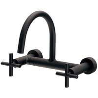 カクダイ 2ハンドル混合栓 マットブラック 128119D 128119D 1個