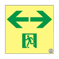日本緑十字社 高輝度蓄光避難誘導ステッカー標識 ←非常口→ ASN943 200×200mm A級認定品 377943