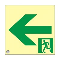 日本緑十字社 高輝度蓄光避難誘導ステッカー標識 ←非常口 蓄光SN2942 200×200mm 消防認定品 360942